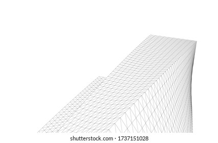 Architectural concept 3d drawing. Geometric background 