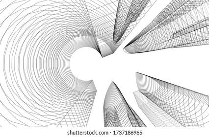 Diseño arquitectónico de 3d. Fondo geométrico 