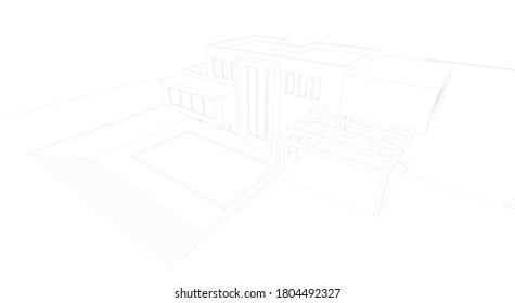  architectural concept drawing 3d illustration