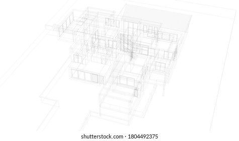  ilustración 3d de concepto arquitectónico