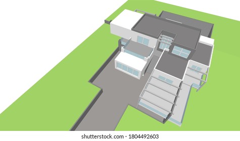  ilustración 3d de concepto arquitectónico