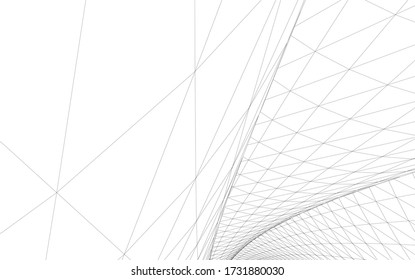 Architectural concept drawing. Geometric background 3d