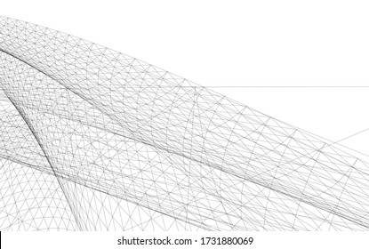 Architectural concept drawing. Geometric background 3d