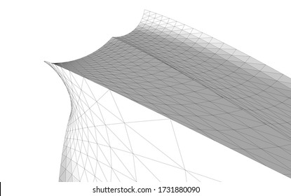 Architectural concept drawing. Geometric background 3d