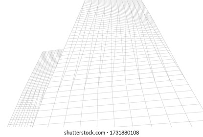 Architectural concept drawing. Geometric background 3d