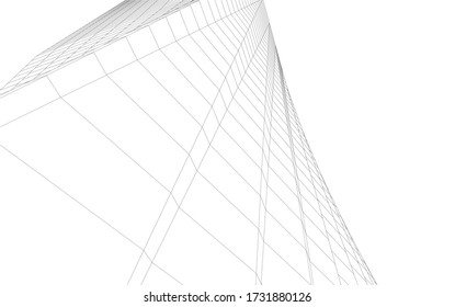 Architectural concept drawing. Geometric background 3d