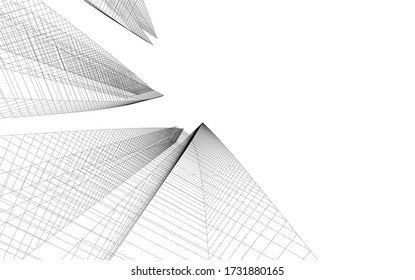 Architektonische Konzeptzeichnung. Geometrischer Hintergrund 3d