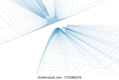 Architectural concept drawing. Geometric background 3d