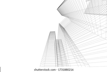 Architectural concept drawing. Geometric background 3d