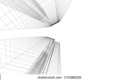 Architektonische Konzeptzeichnung. Geometrischer Hintergrund 3d