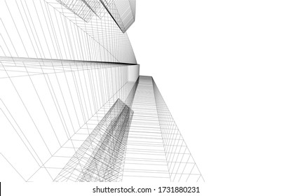 Architektonische Konzeptzeichnung. Geometrischer Hintergrund 3d
