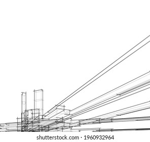 architectural concept drawing vector illustration