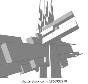architectural concept drawing vector illustration