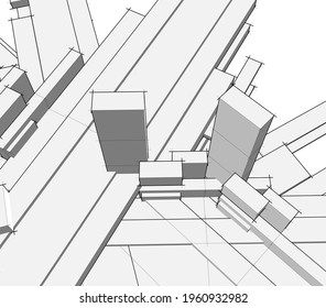 architectural concept drawing vector illustration