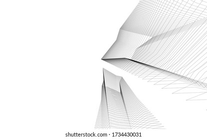 Concepto arquitectónico de dibujo 3d lineal. Fondo geométrico 