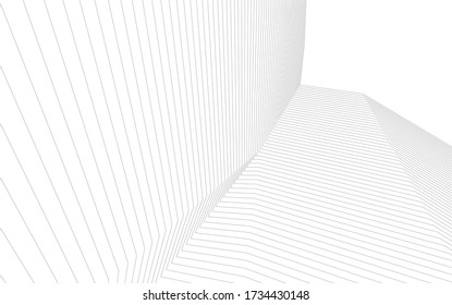 Architectural concept linear 3d drawing. Geometric background 