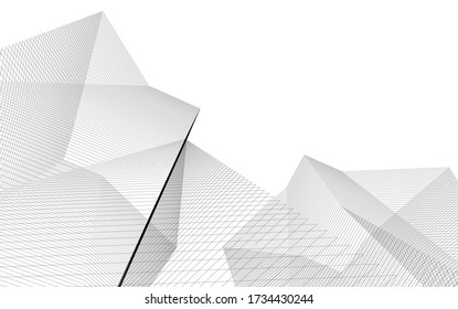 Concepto arquitectónico de dibujo 3d lineal. Fondo geométrico 