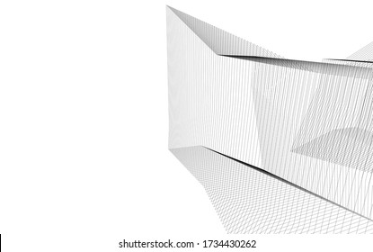 Architektur Konzept lineare 3d Zeichnung. Geometrischer Hintergrund 