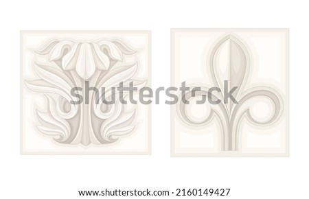 Architectural decor detail set. Classic antique facade decor element vector illustration