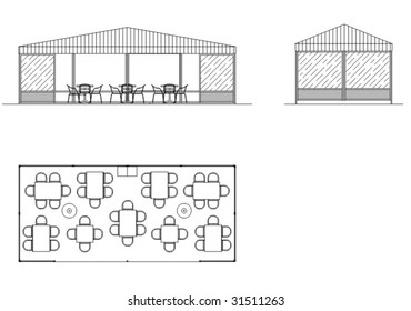 Architectural design of al fresco bar