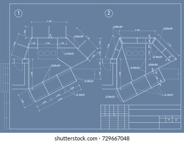 The architectural design of the engineering equipment, floor plan, blueprint. Vector