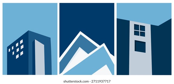 Diseño arquitectónico Ilustración plana Infraestructura azul