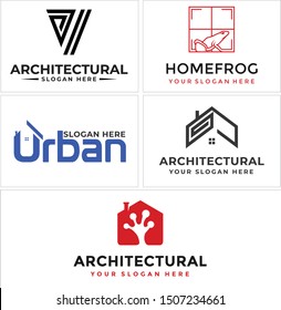 Architectural design logo with window frog red home roof black vector suitable for building housing business urban
