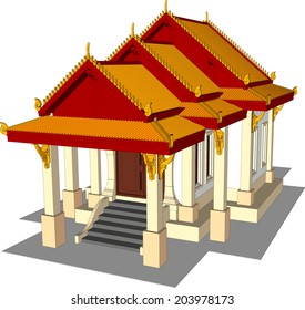 Architectural design, the small temple in Thailand.