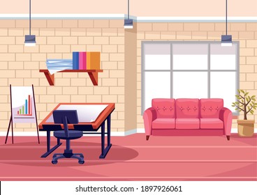 architectural design table work in the office vector illustration design