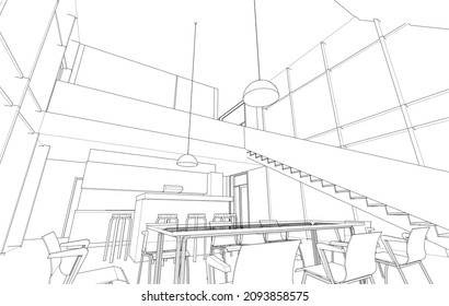 architectural design vector 3d drawing