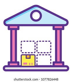 
Architectural design of a warehouse with delivery packages
