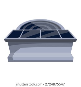 Architectural detail featuring solar panels and a semicircular window, highlighting modern building design and sustainable energy solutions