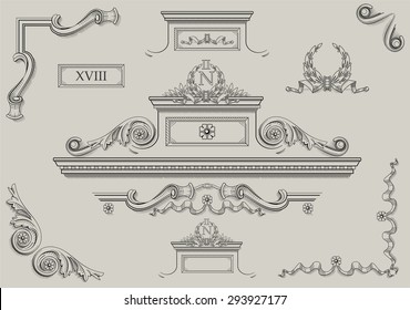 Architectural details. Vintage prints of architectural details.