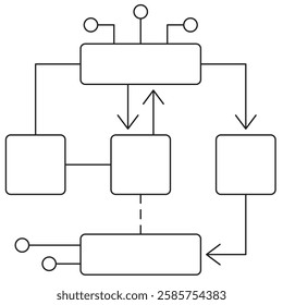 Architectural Diagrams icon. Simple outline monochrome black vector pictogram with thin lines on a transparent background. Line thickness is editable