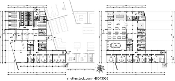 Architectural draw with measuring numbers