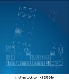 architectural draw of school with sport yard