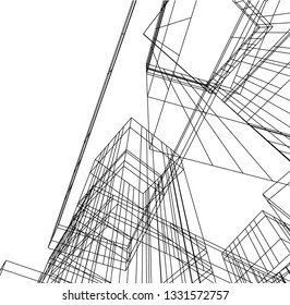 Architectural drawing 3d