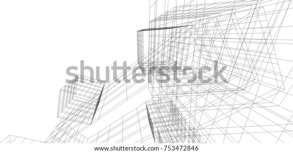 Architectural Drawing 3d Stock Vector (Royalty Free) 753472846 ...