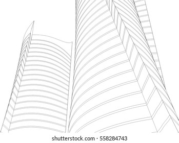 Architectural drawing. 3d building  