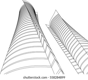 Architectural drawing. 3d building  