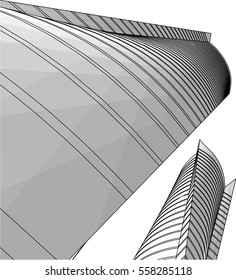 Architectural drawing. 3d building  