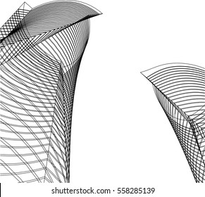 Architectural drawing. 3d building  