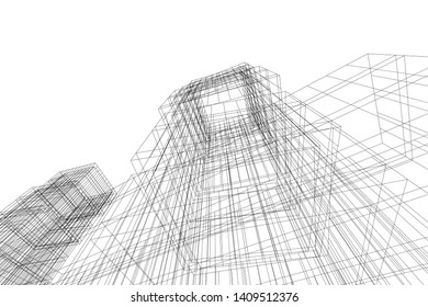 architectural drawing 3d, concept building 
