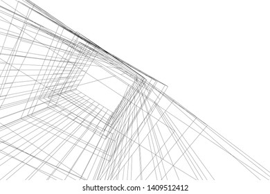 architectural drawing 3d, concept building 