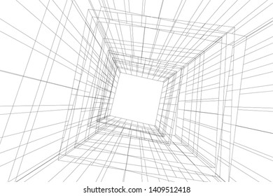 architectural drawing 3d, concept building 