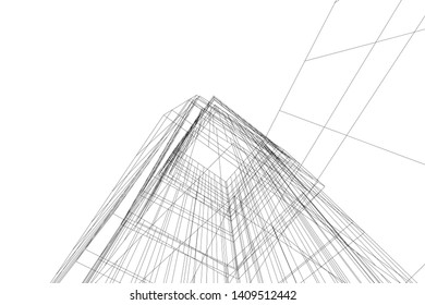 architectural drawing 3d, concept building 