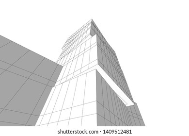 architectural drawing 3d, concept building 