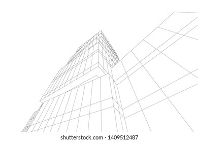 architectural drawing 3d, concept building 