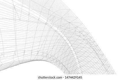Architectural drawing 3d. Futuristic background