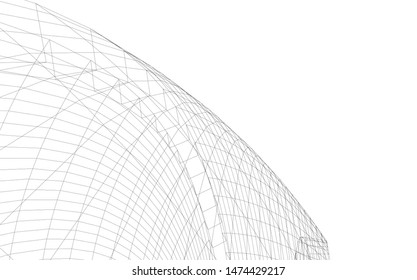Architectural drawing 3d. Futuristic background